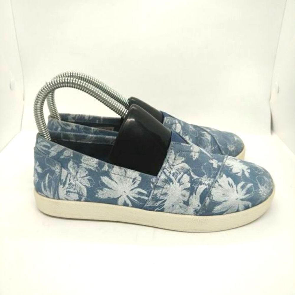 Toms Womens Casual Canvas Slip On Shoes‎ Sneakers Size 6 Blue White